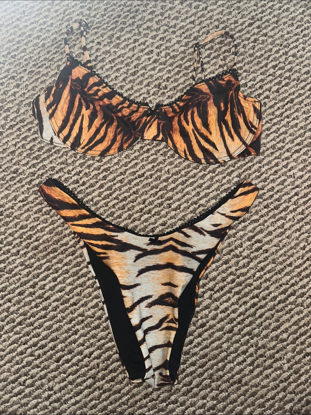 Charlie Holiday Tiger Print Orange Black Bikini Set